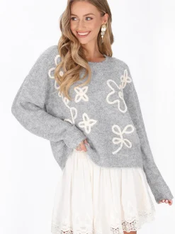 IZIA Damen Pullover in grau - Ausschnitt: Rundhals