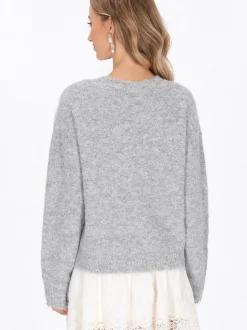 IZIA Damen Pullover in grau - Ausschnitt: Rundhals