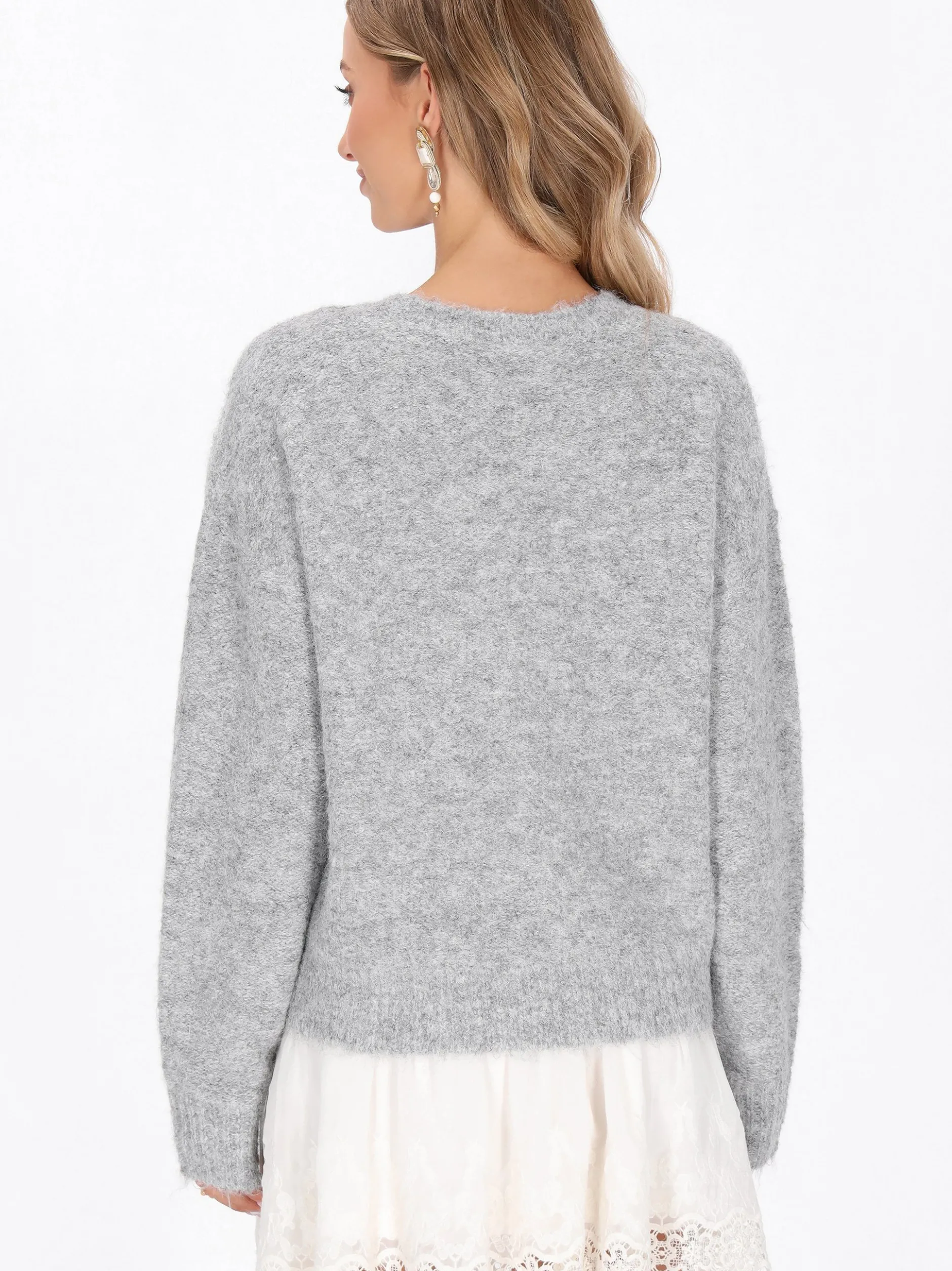 IZIA Damen Pullover in grau - Ausschnitt: Rundhals