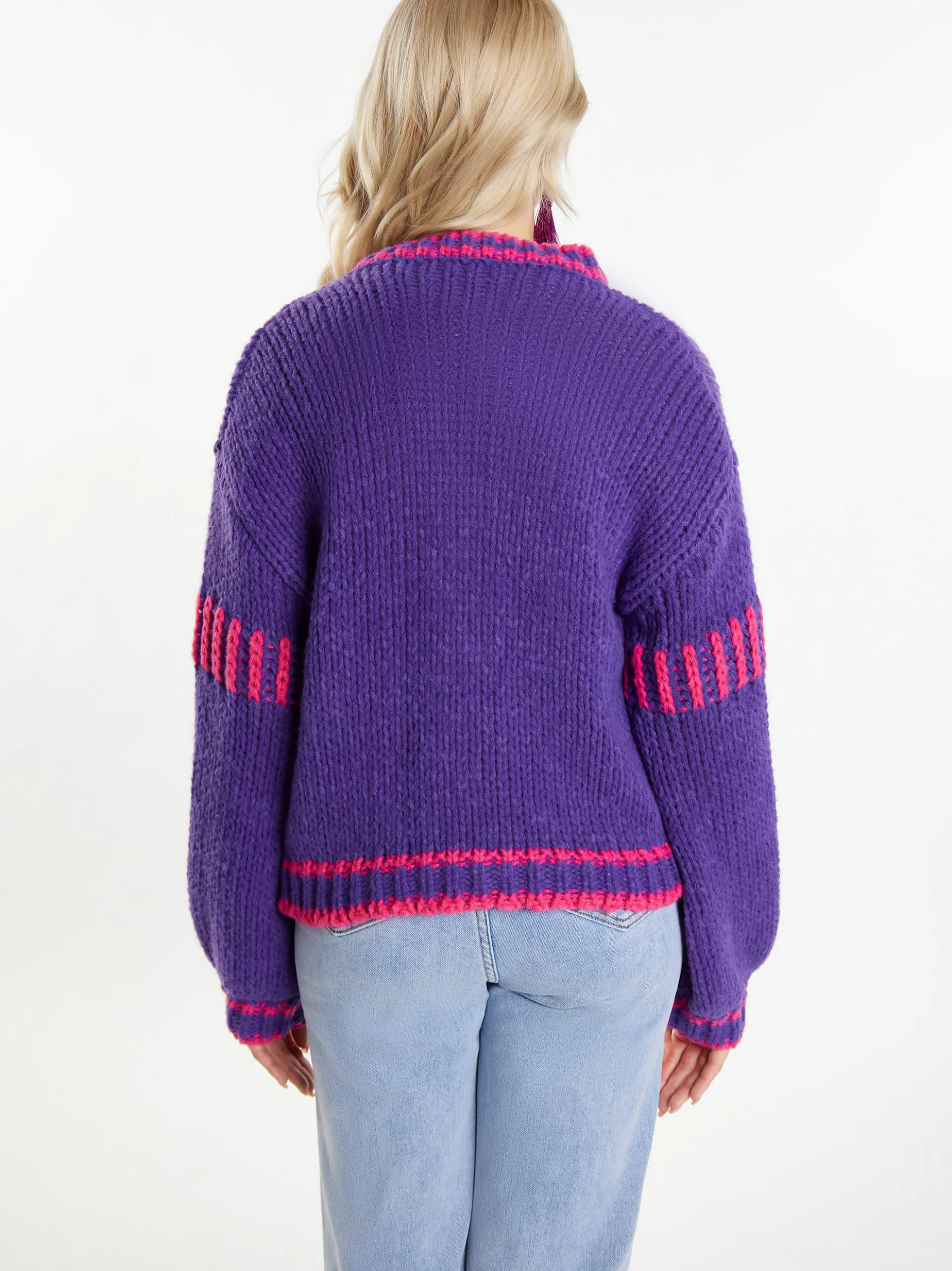 IZIA Damen Pullover in lila - Ausschnitt: Troyerkragen