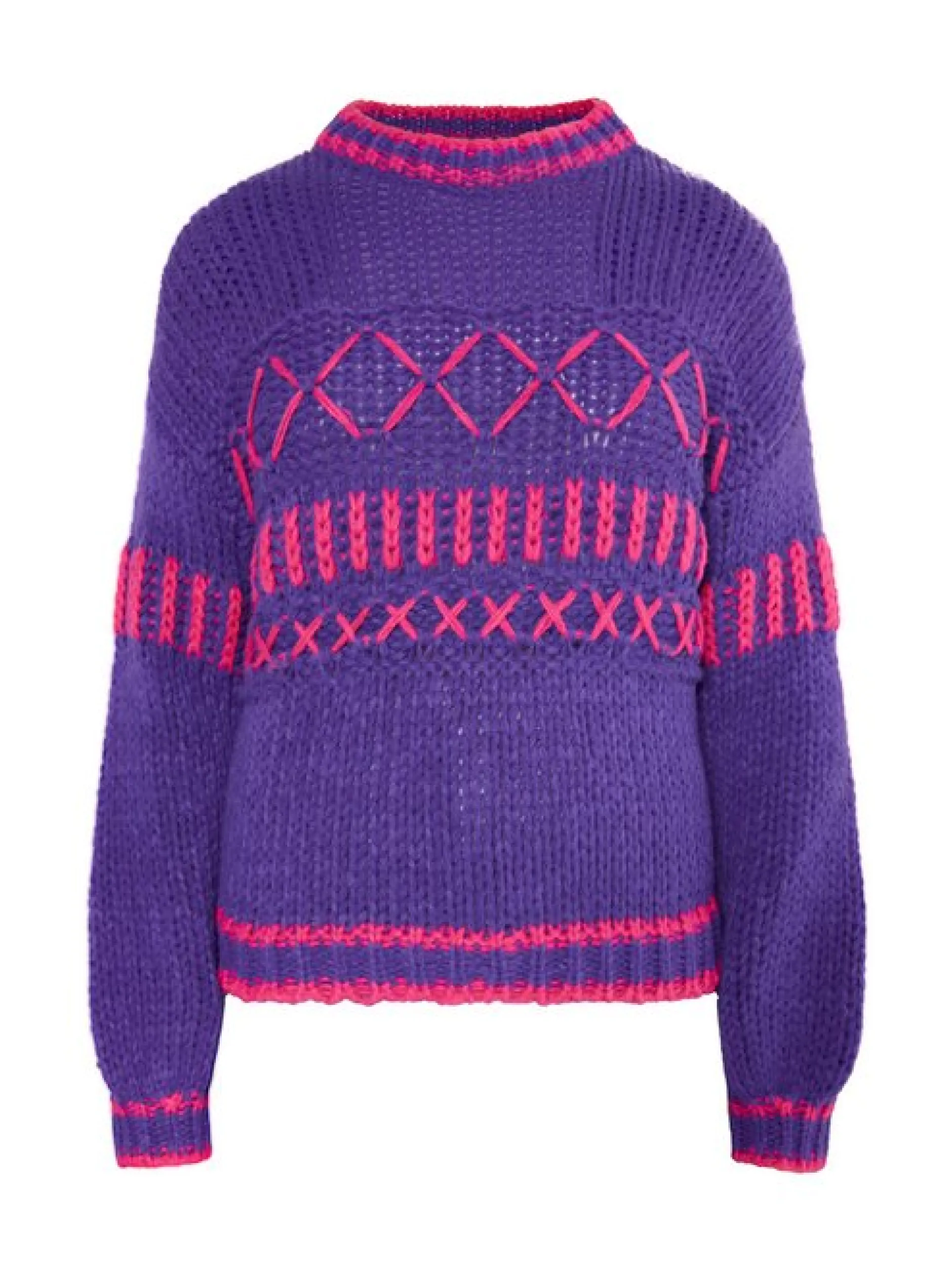 IZIA Damen Pullover in lila - Ausschnitt: Troyerkragen