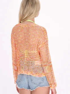 IZIA Damen Pullover in orange - Ausschnitt: Rundhals