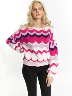 IZIA Damen Pullover in pink - Ausschnitt: Troyerkragen