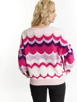 IZIA Damen Pullover in pink - Ausschnitt: Troyerkragen