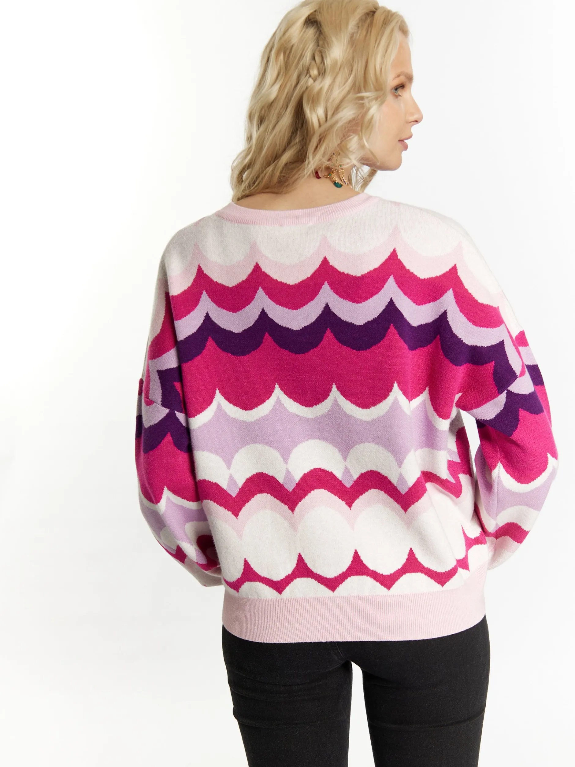 IZIA Damen Pullover in pink - Ausschnitt: Troyerkragen
