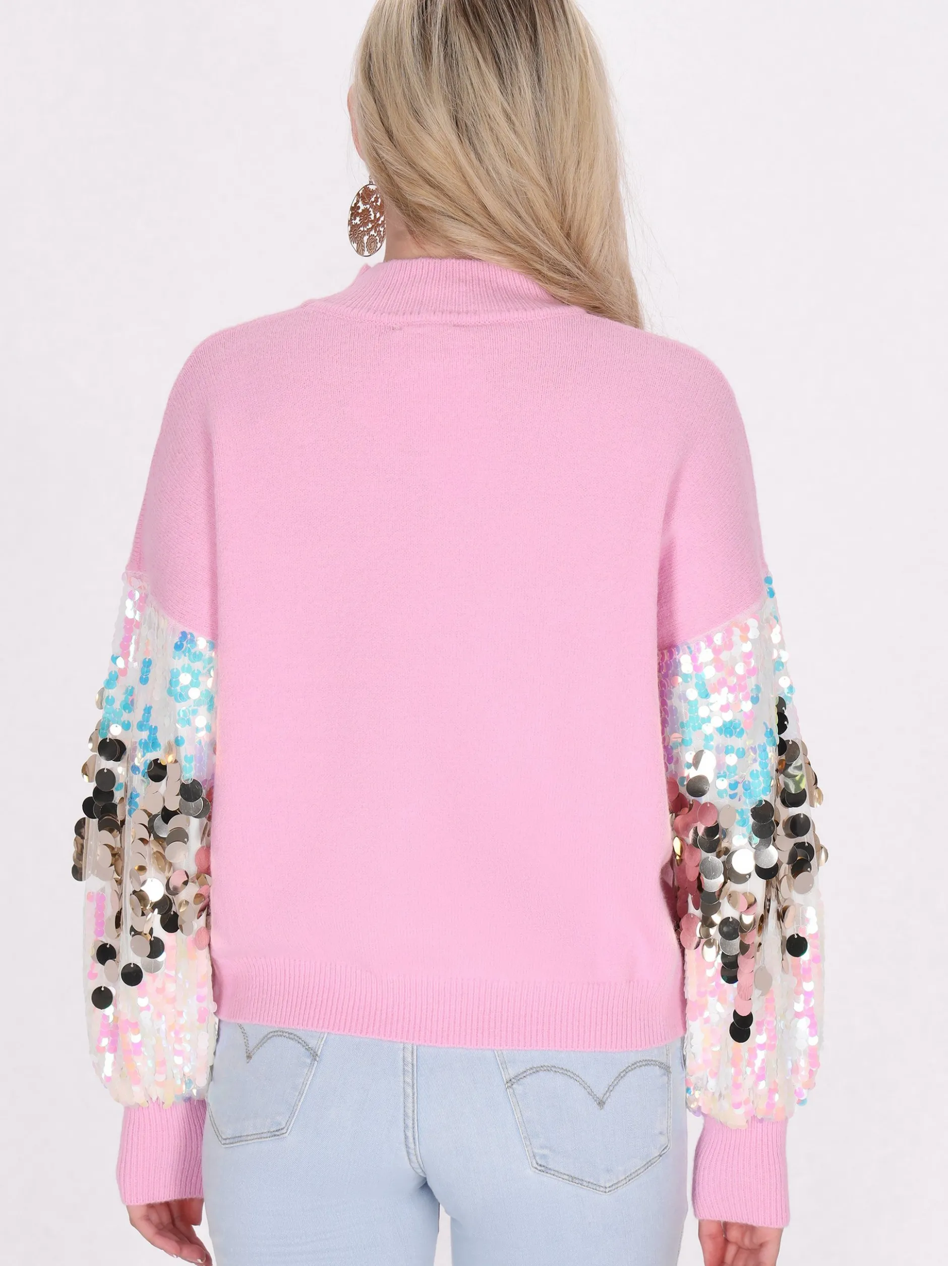 IZIA Damen Pullover in pink - Ausschnitt: ohne Kragen