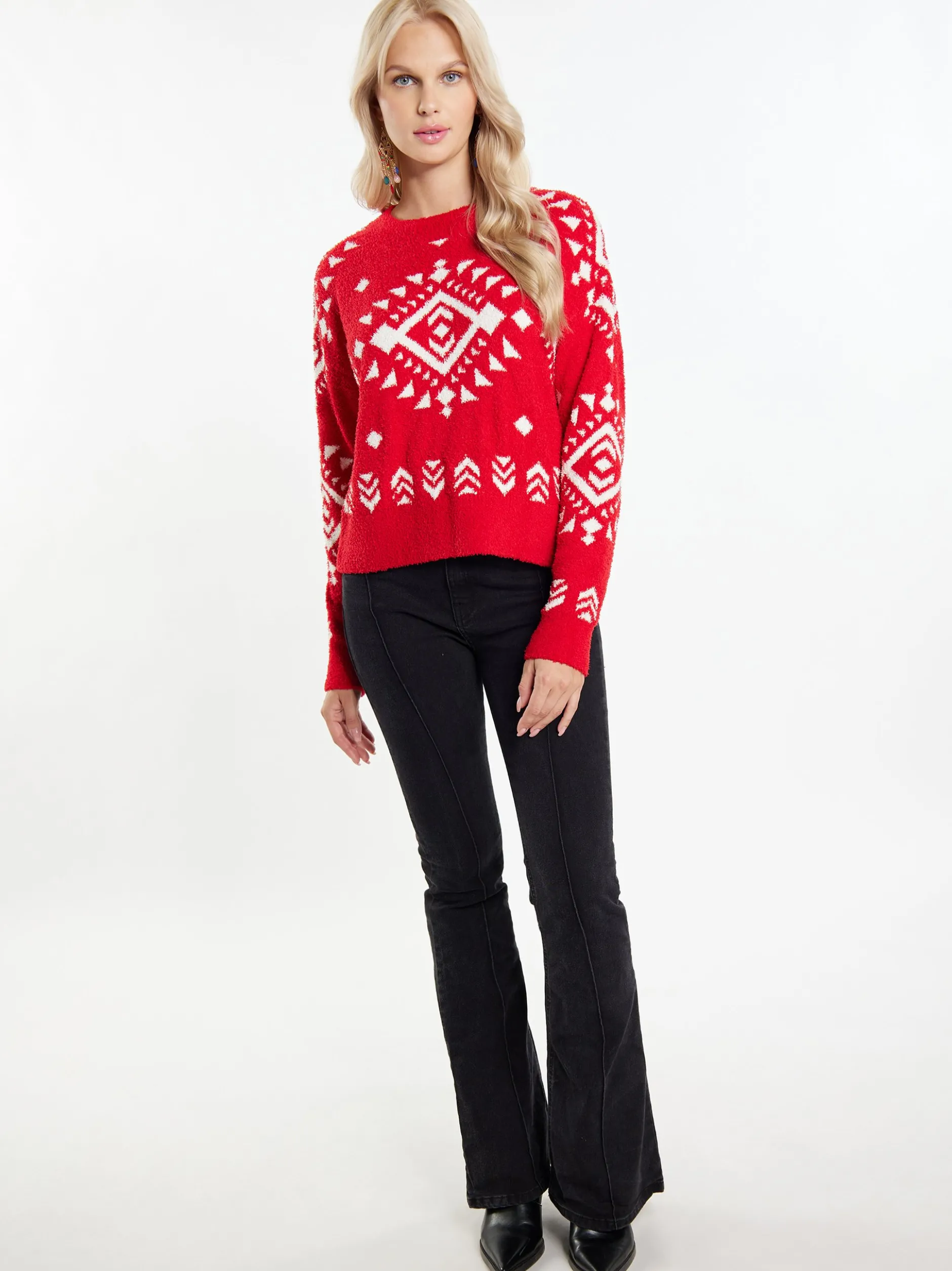 IZIA Damen Pullover in rot - Ausschnitt: Rundhals