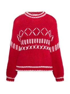 IZIA Damen Pullover in rot - Ausschnitt: Troyerkragen