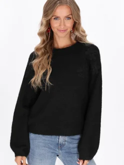 IZIA Damen Pullover in schwarz - Ausschnitt: Rundhals