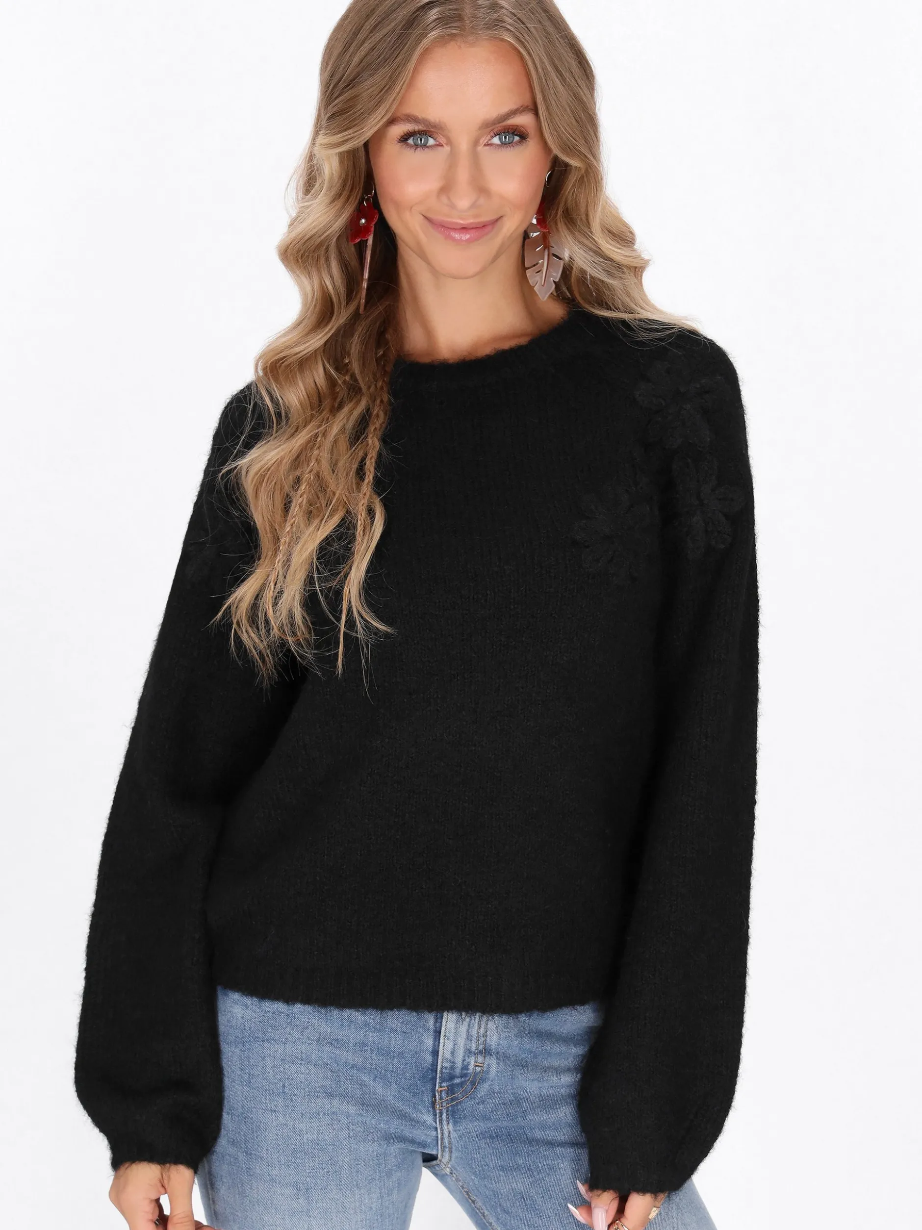 IZIA Damen Pullover in schwarz - Ausschnitt: Rundhals