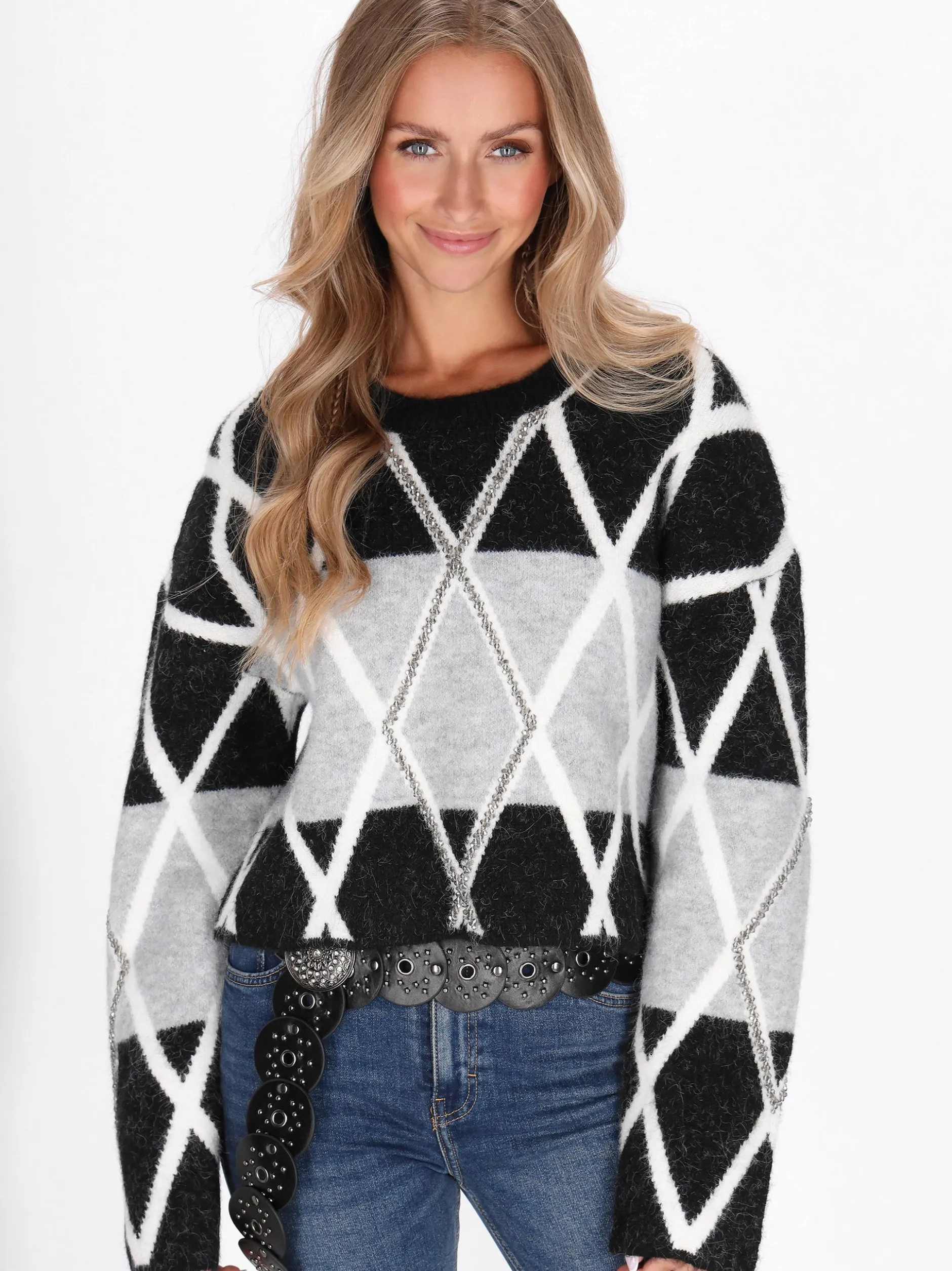 IZIA Damen Pullover in schwarz - Ausschnitt: Rundhals