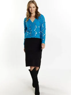 IZIA Damen Strickjacke in blau