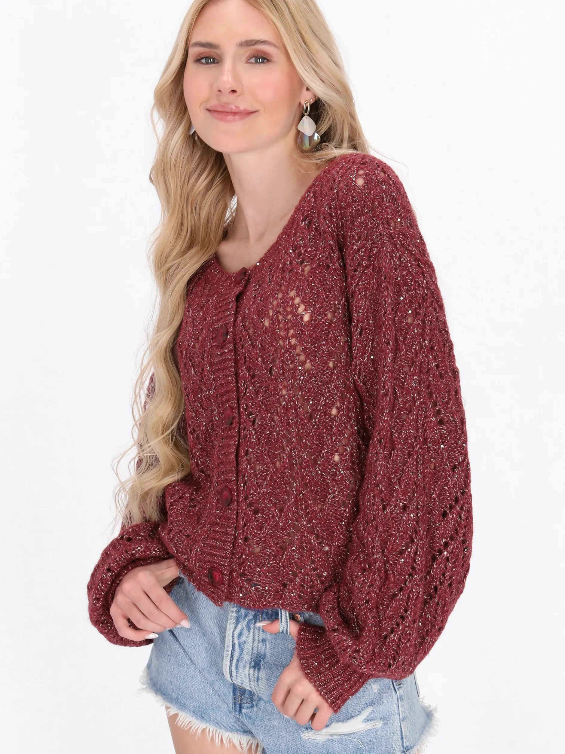 IZIA Damen Strickjacke in bordeaux