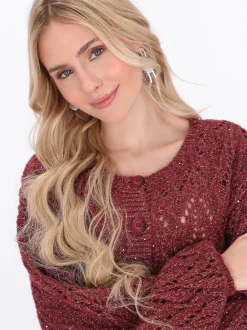 IZIA Damen Strickjacke in bordeaux