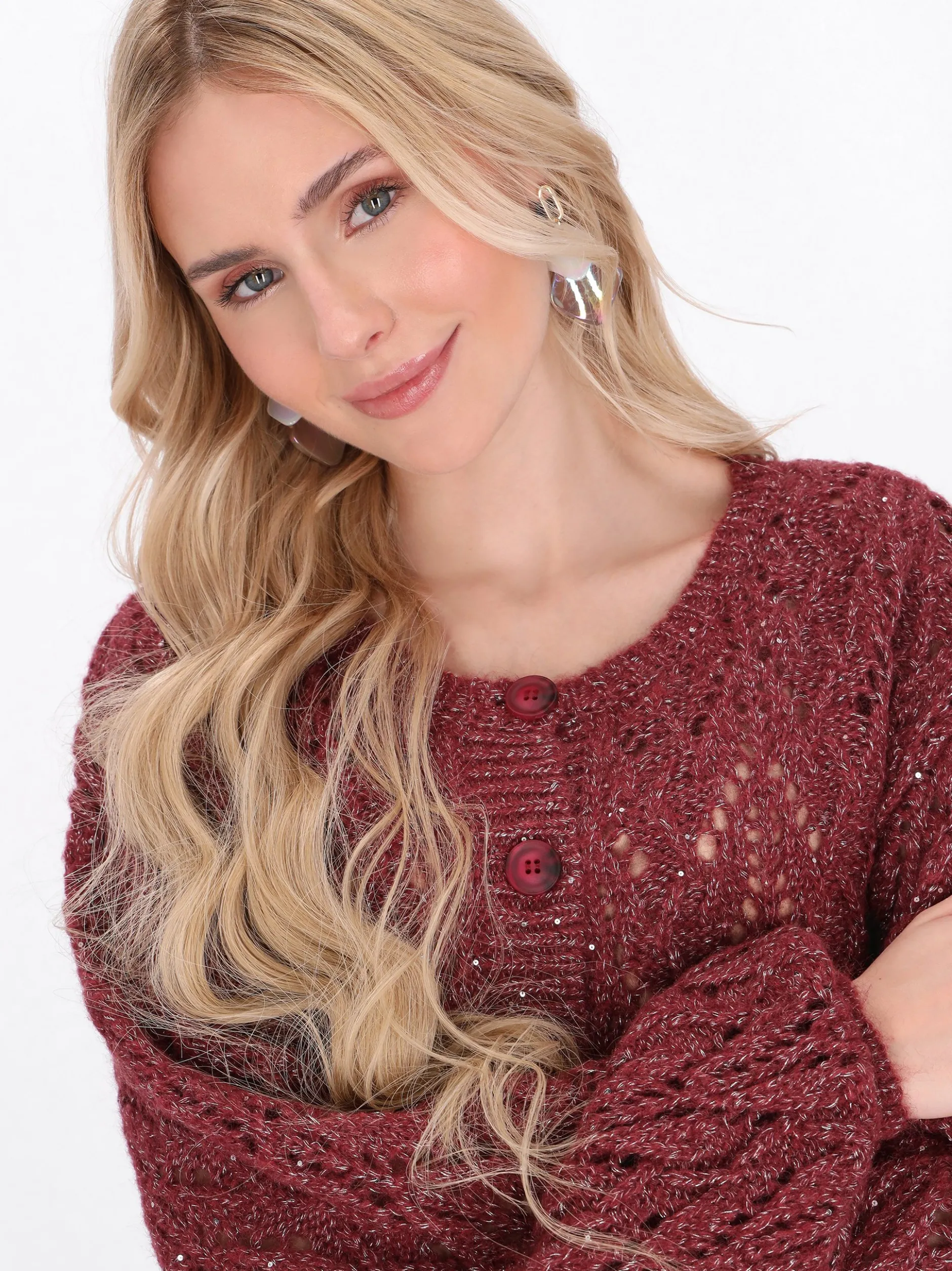 IZIA Damen Strickjacke in bordeaux