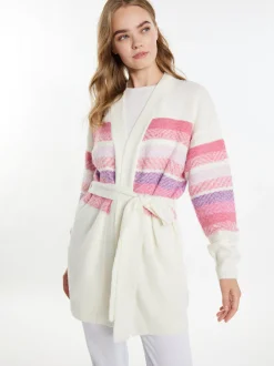 IZIA Damen Strickjacke in ecru - Ausschnitt: ohne Kragen