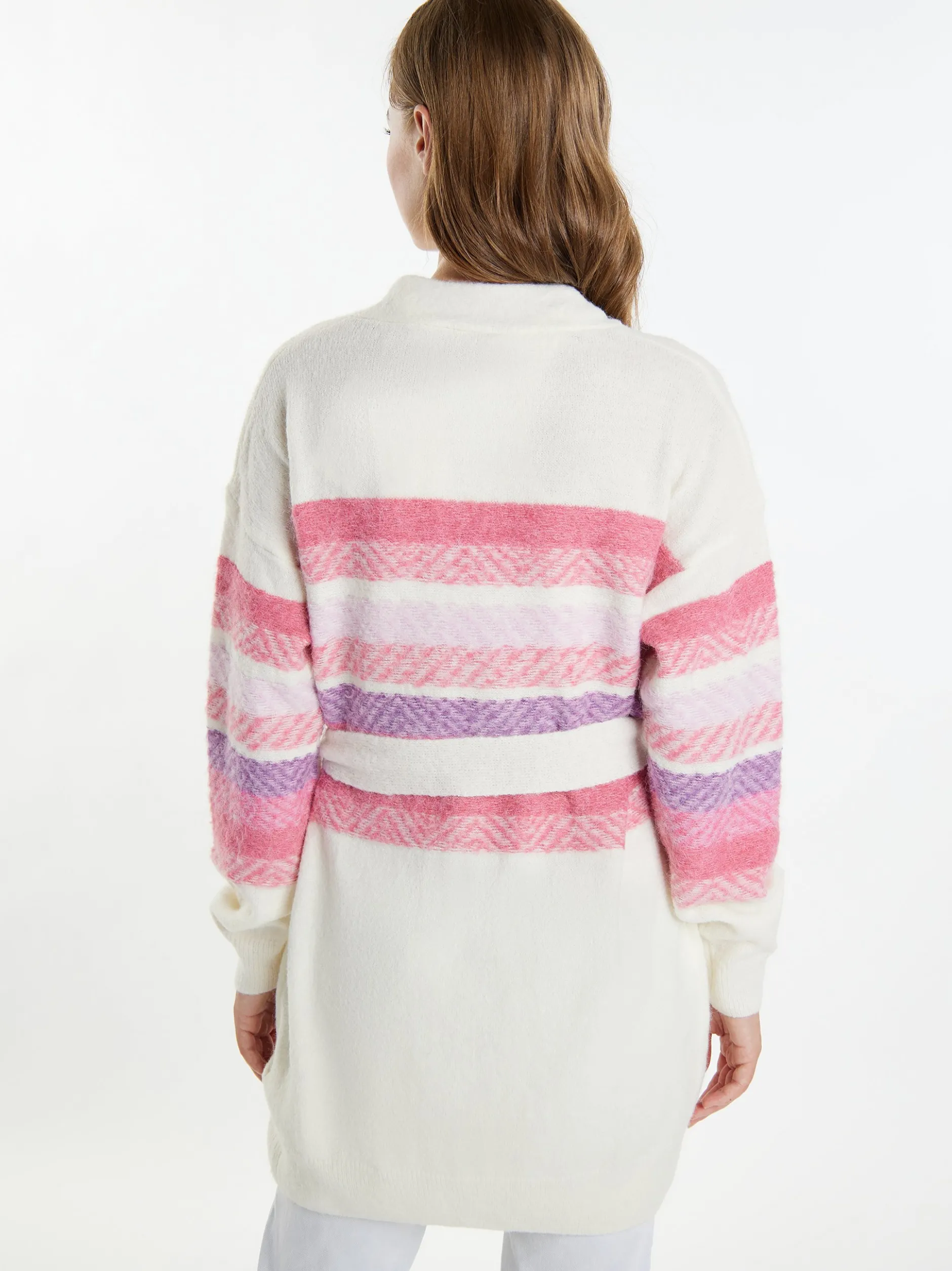IZIA Damen Strickjacke in ecru - Ausschnitt: ohne Kragen