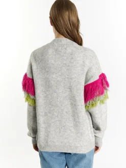 IZIA Damen Strickjacke in grau - Ausschnitt: ohne Kragen