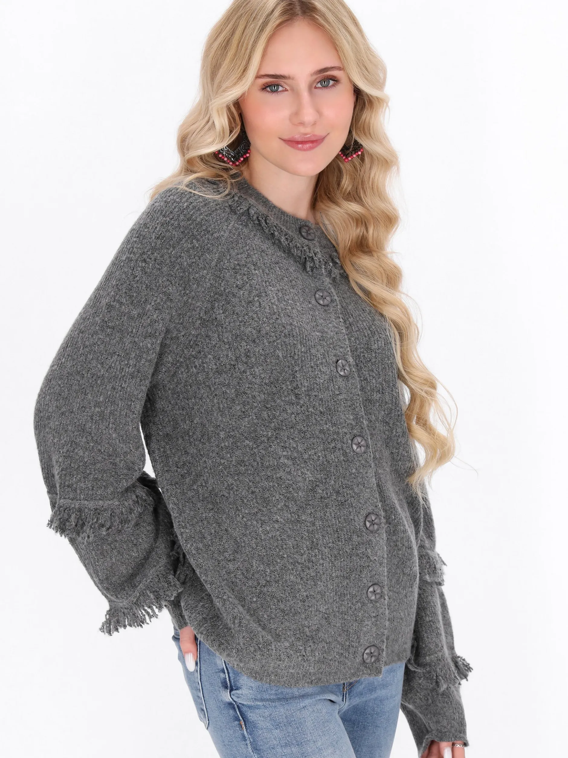 IZIA Damen Strickjacke in grau