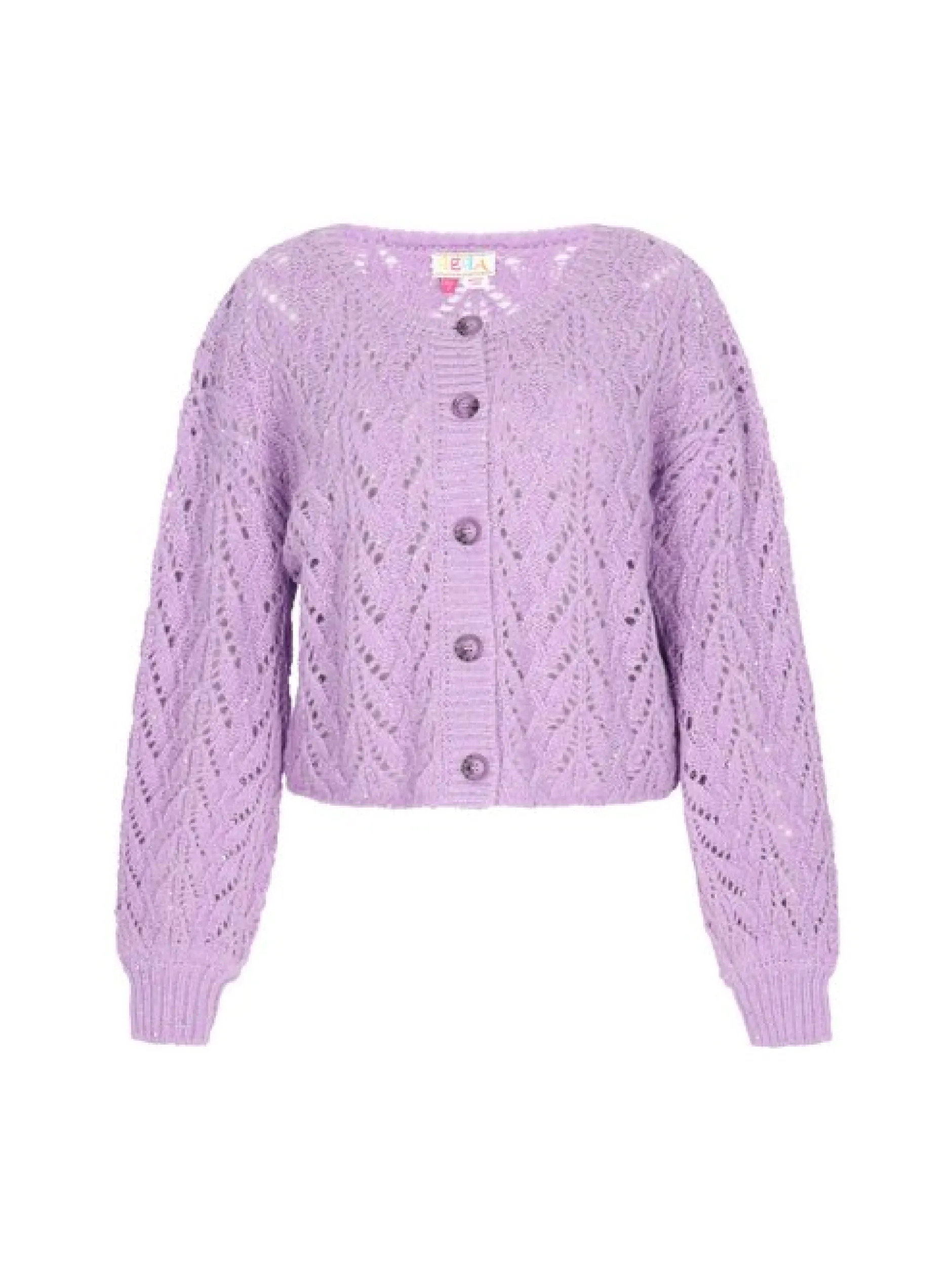 IZIA Damen Strickjacke in lila - Ausschnitt: Rundhals