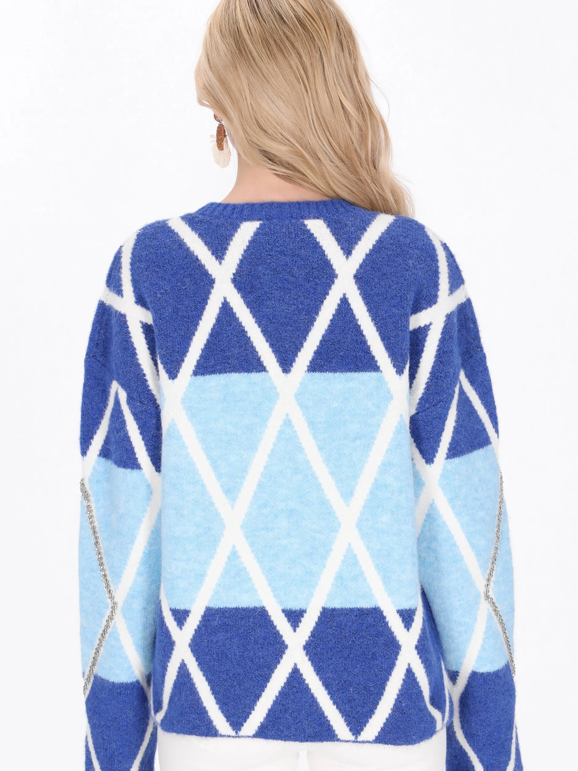 IZIA Damen Strickjacke in marine - Ausschnitt: Rundhals