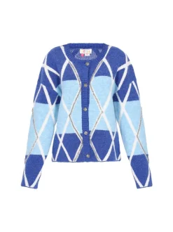 IZIA Damen Strickjacke in marine - Ausschnitt: Rundhals