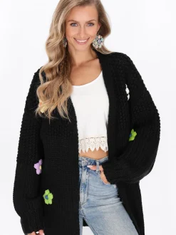 IZIA Damen Strickjacke in schwarz