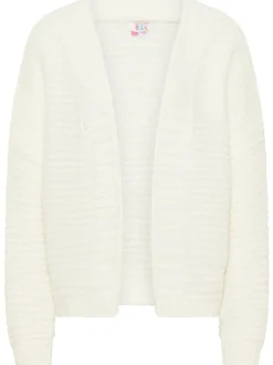 IZIA Damen Strickjacke in weiß - Ausschnitt: ohne Kragen