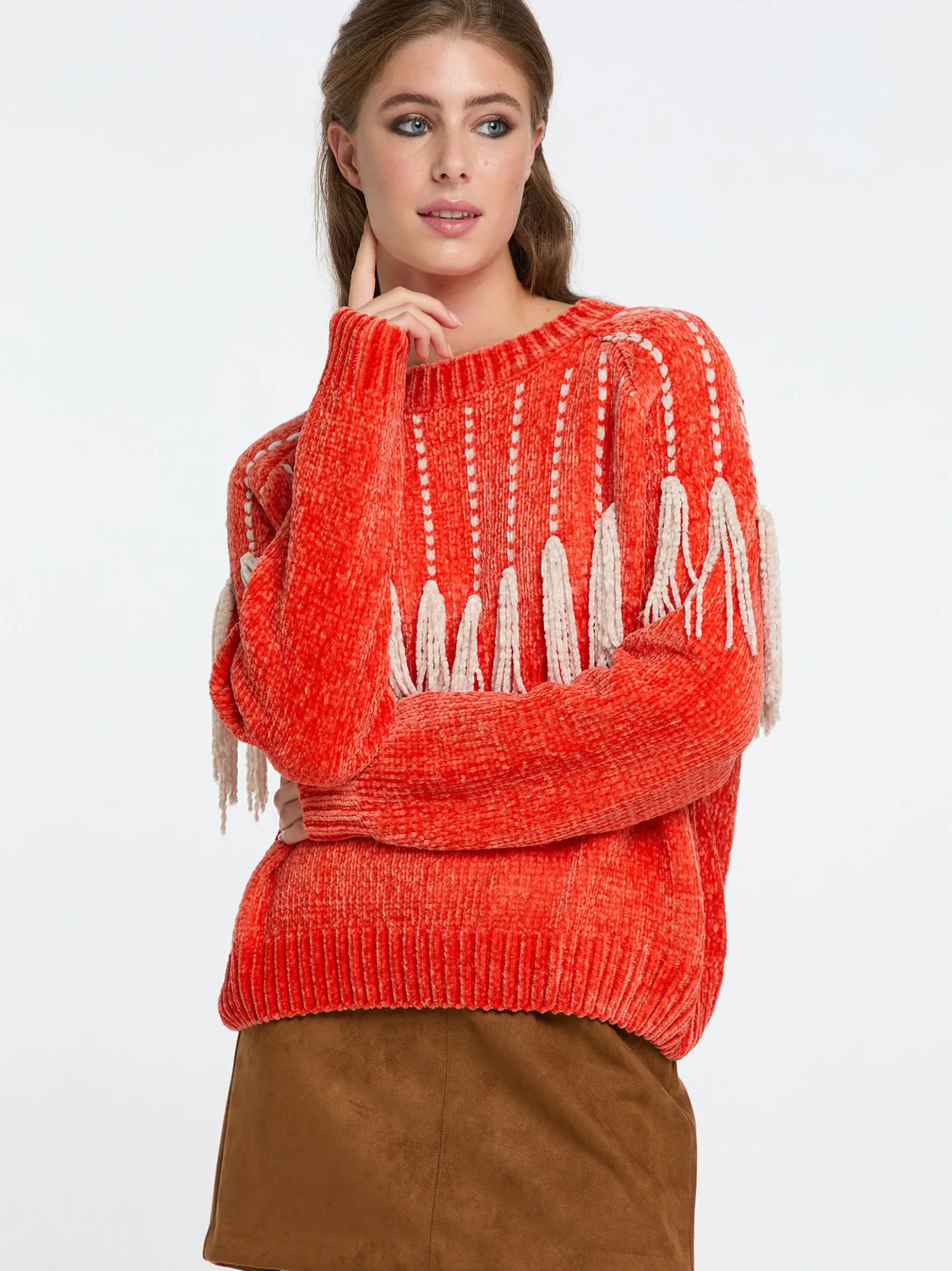 IZIA Damen Strickpullover in orange