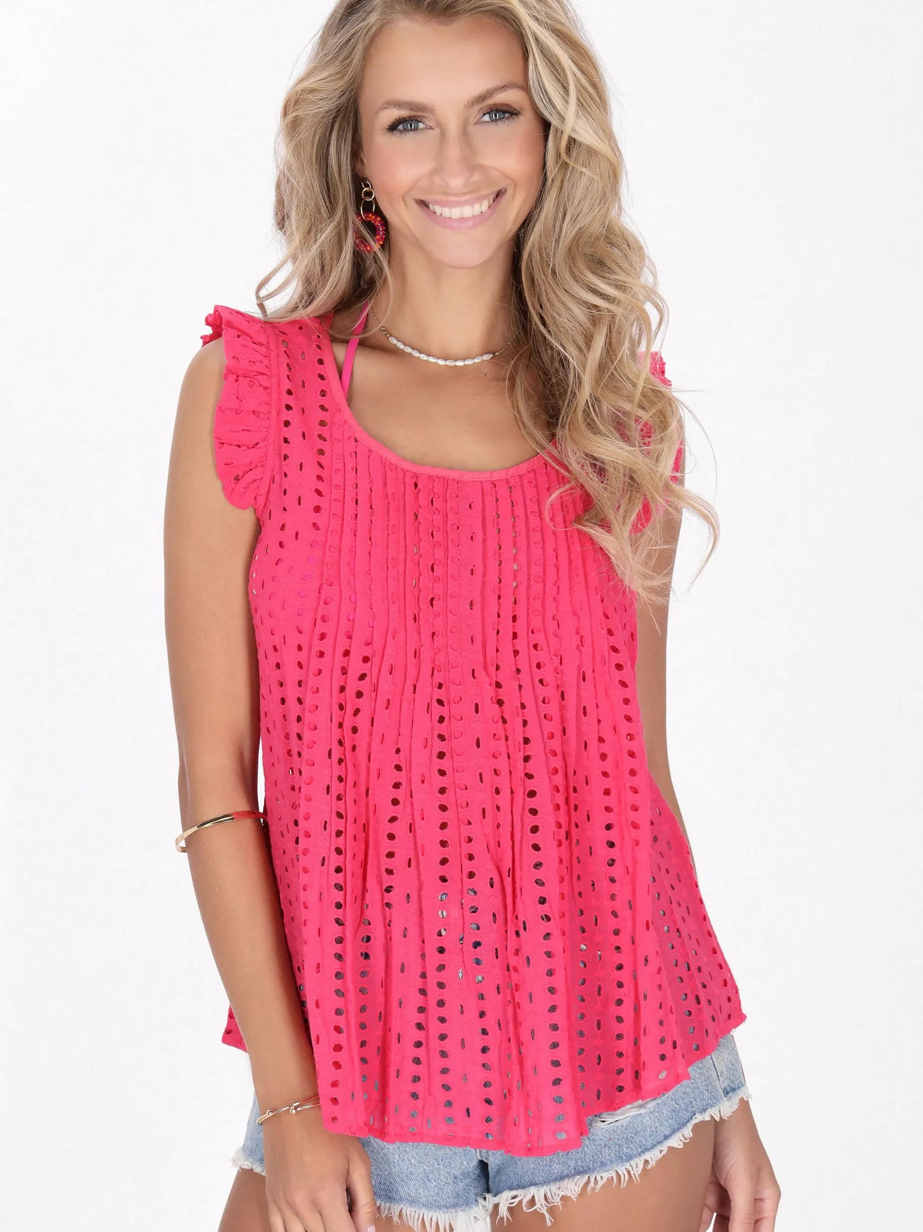 IZIA Damen Top in fuchsia - Ausschnitt: Rundhals
