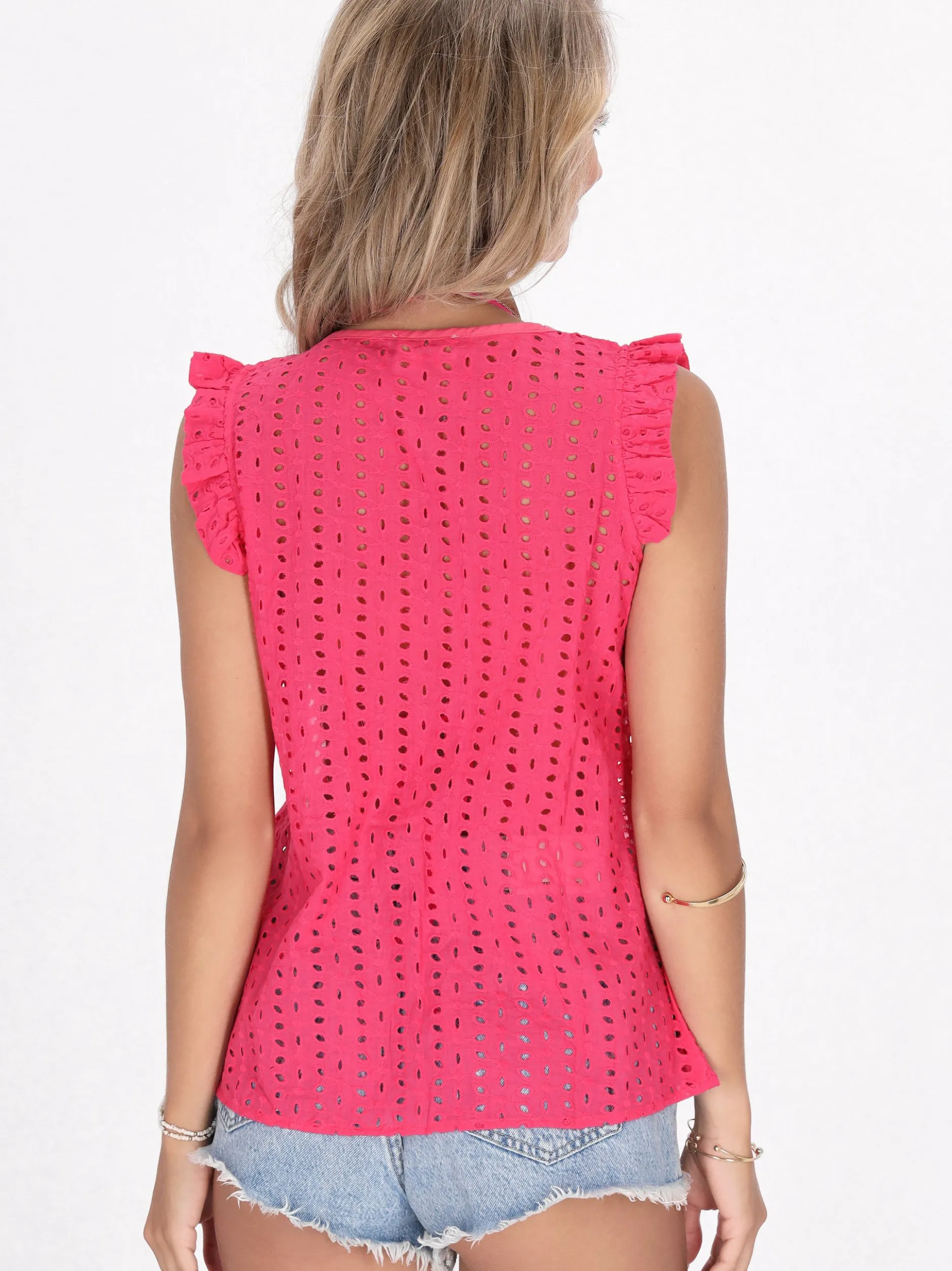 IZIA Damen Top in fuchsia - Ausschnitt: Rundhals