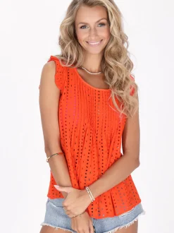 IZIA Damen Top in orange - Ausschnitt: Rundhals