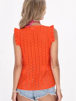 IZIA Damen Top in orange - Ausschnitt: Rundhals