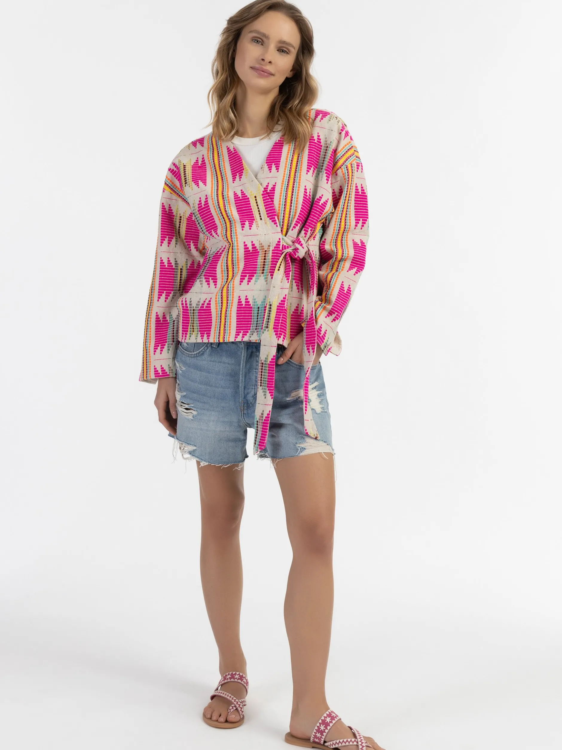 IZIA Damen Wickeljacke in mehrfarbig