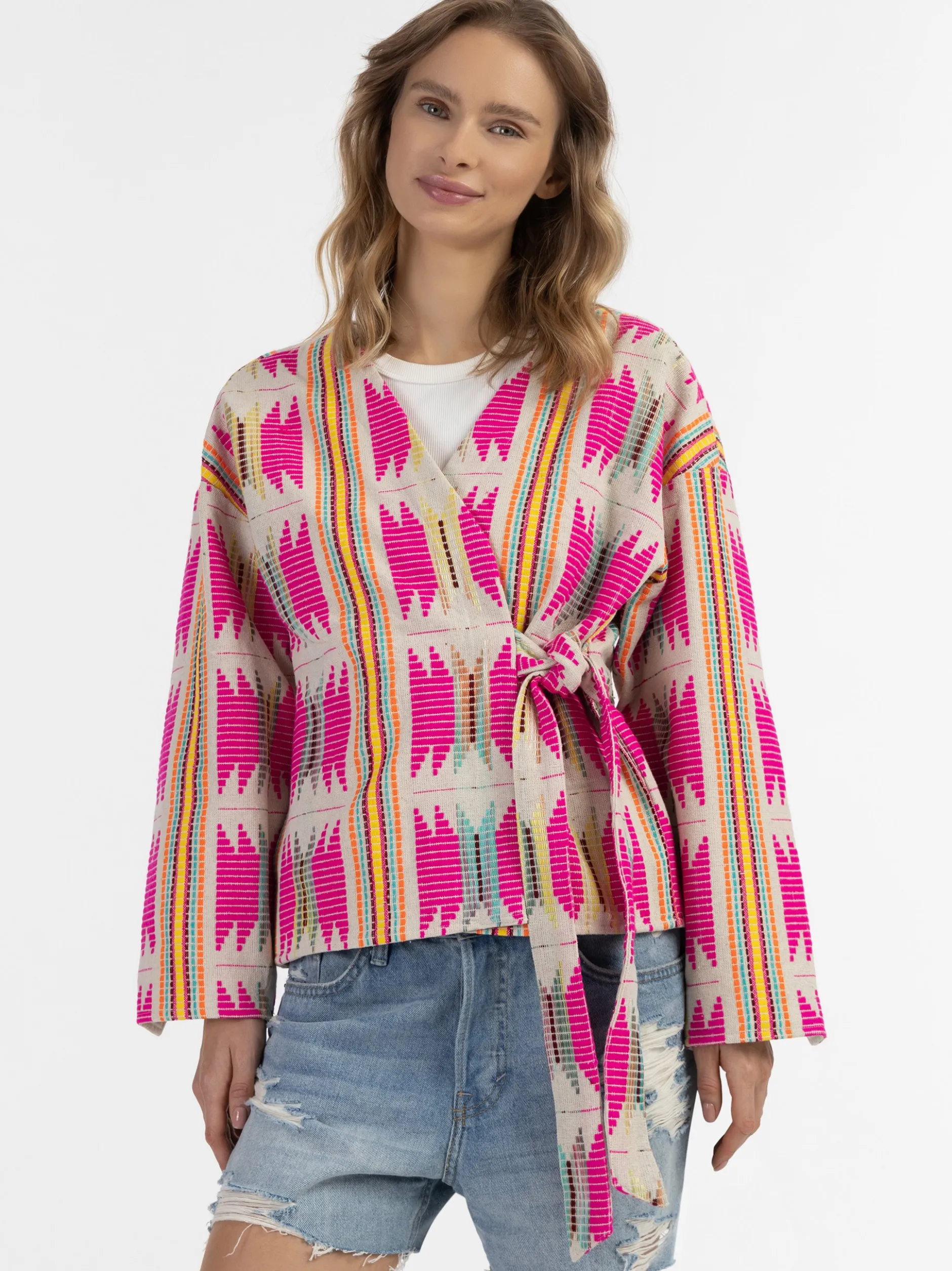 IZIA Damen Wickeljacke in mehrfarbig