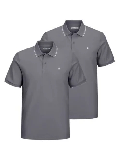 Jack & Jones Herren Poloshirt - 2er Pack Austin in grau