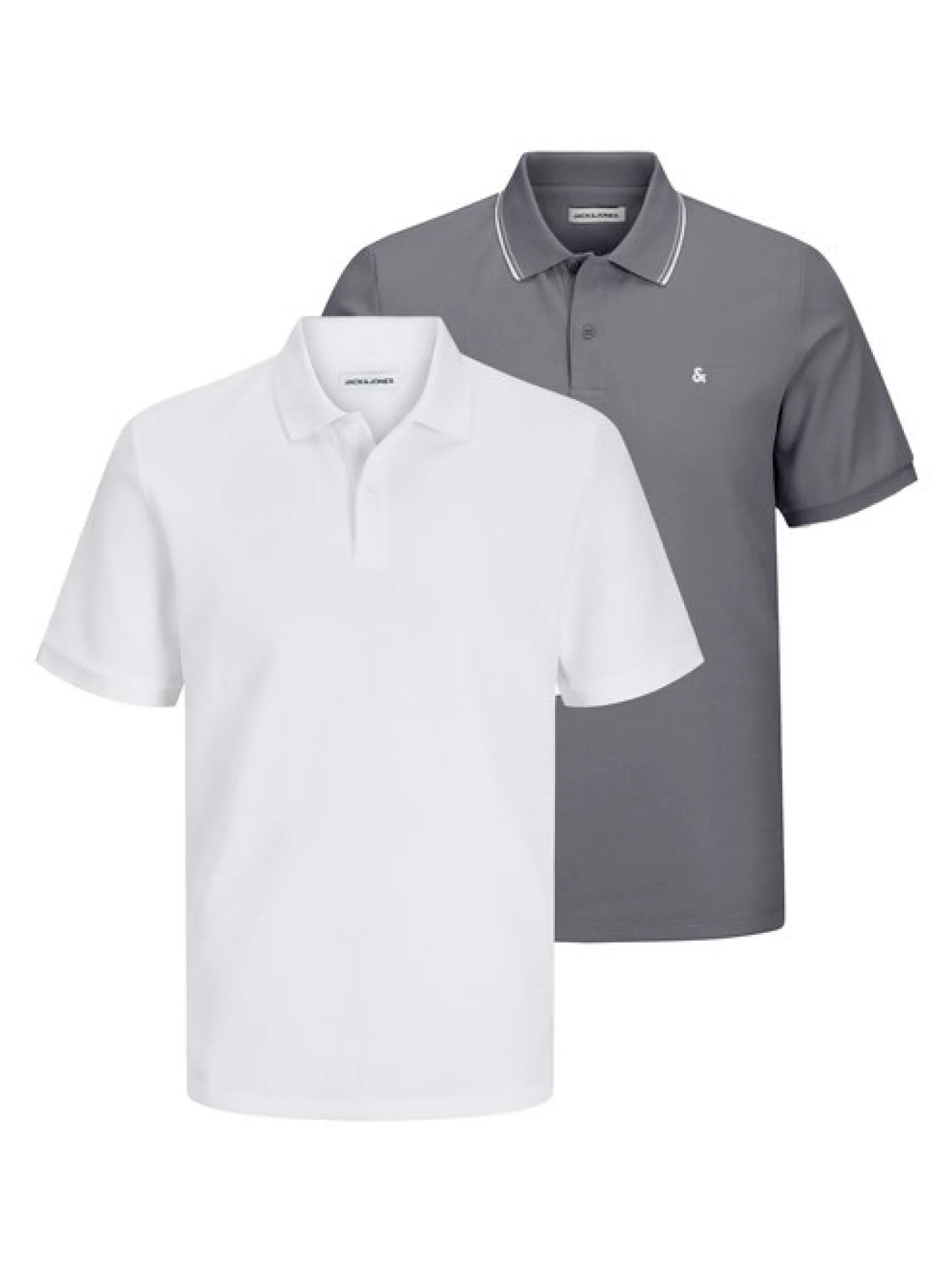 Jack & Jones Herren Poloshirt - 2er Pack Austin in grau