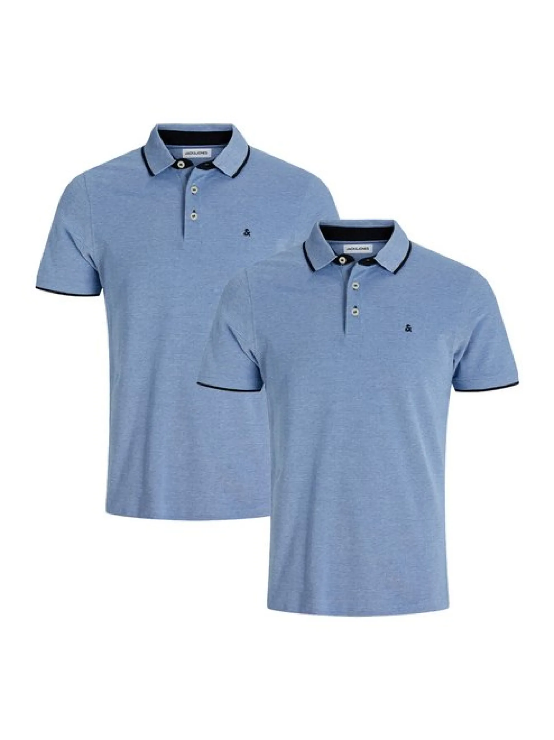Jack & Jones Herren Poloshirt - 2er Pack Paulos - Slim Fit in hellblau