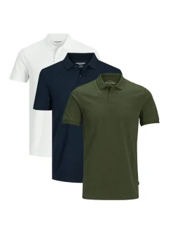 Jack & Jones Herren Poloshirt - 3er Pack Basic in blau