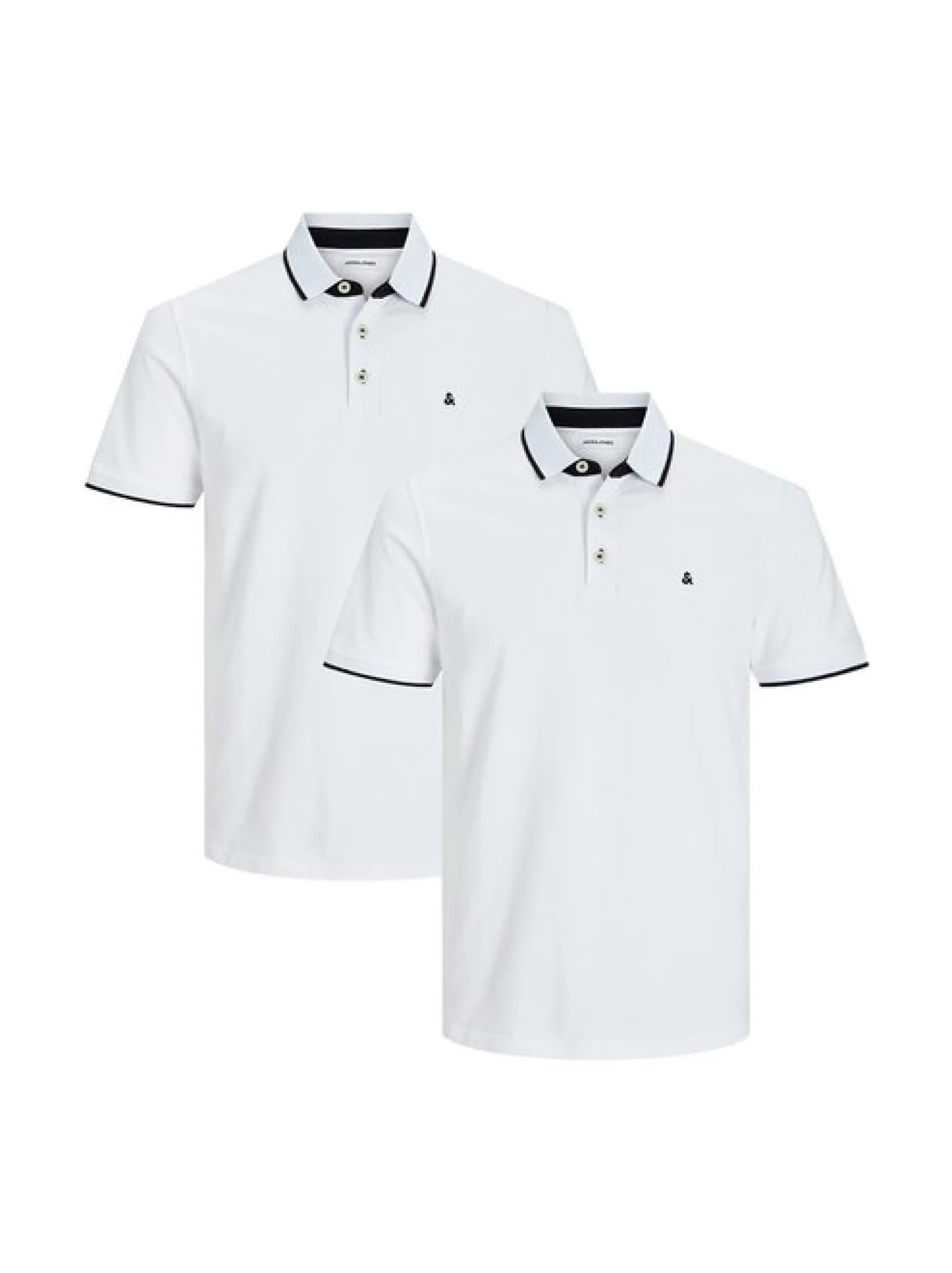 Jack & Jones Herren Poloshirt - 2er Pack Paulos - Slim Fit in weiß