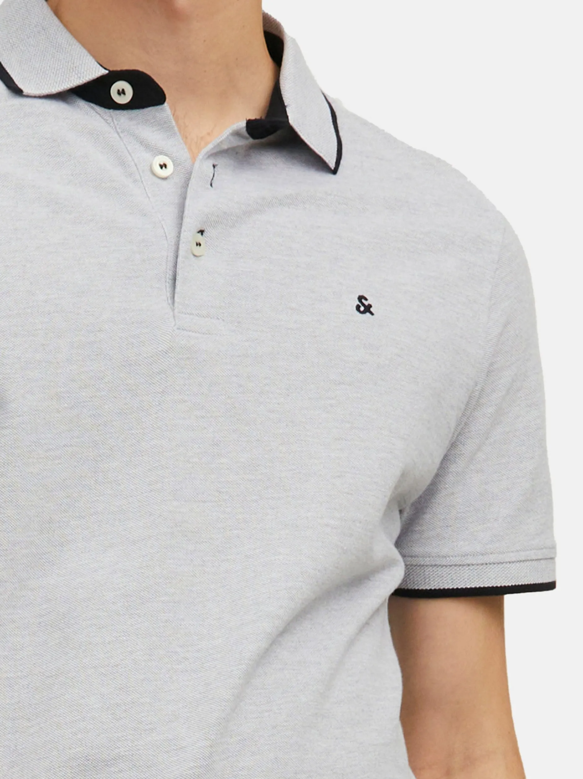 Jack & Jones Herren Poloshirt - 2er Pack Paulos - Slim Fit in hellgrau