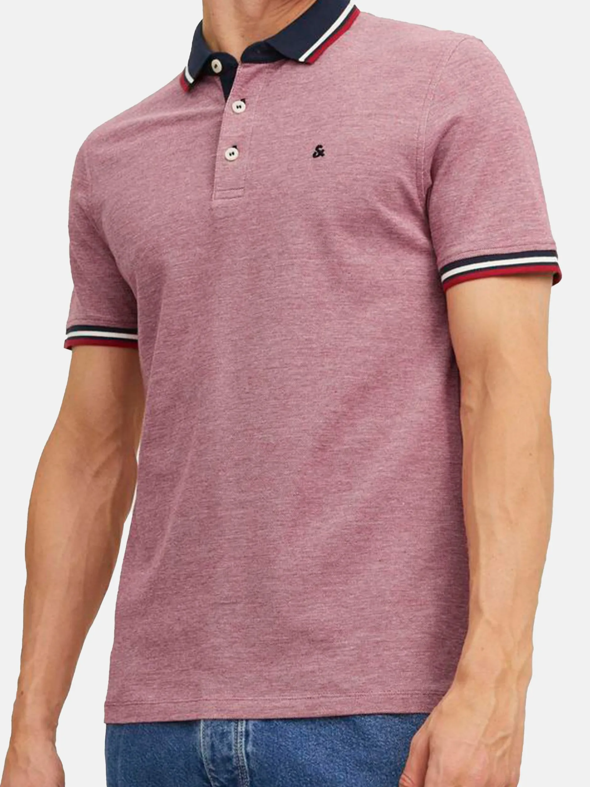 Jack & Jones Herren Poloshirt - 2er Pack Paulos - Slim Fit in rot