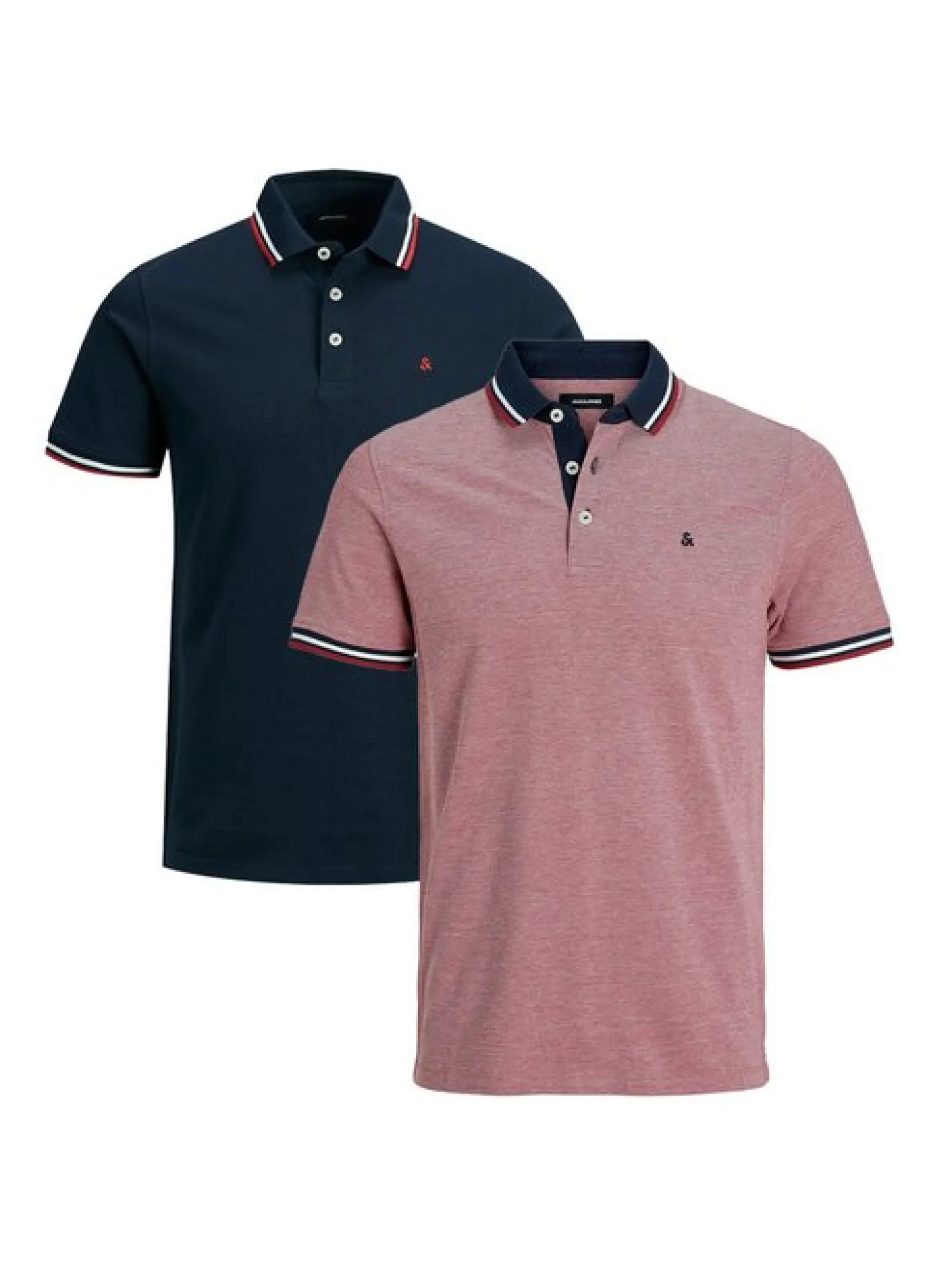 Jack & Jones Herren Poloshirt - 2er Pack Paulos - Slim Fit in rot