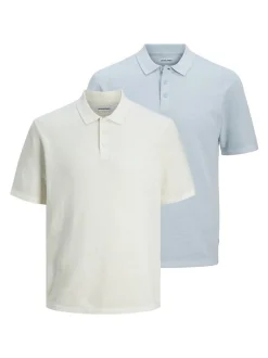 Jack & Jones Herren Poloshirt im 2er-Pack George in ecru hellblau