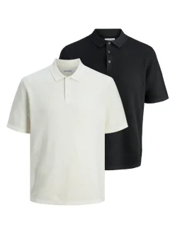 Jack & Jones Herren Poloshirt im 2er-Pack George in ecru schwarz