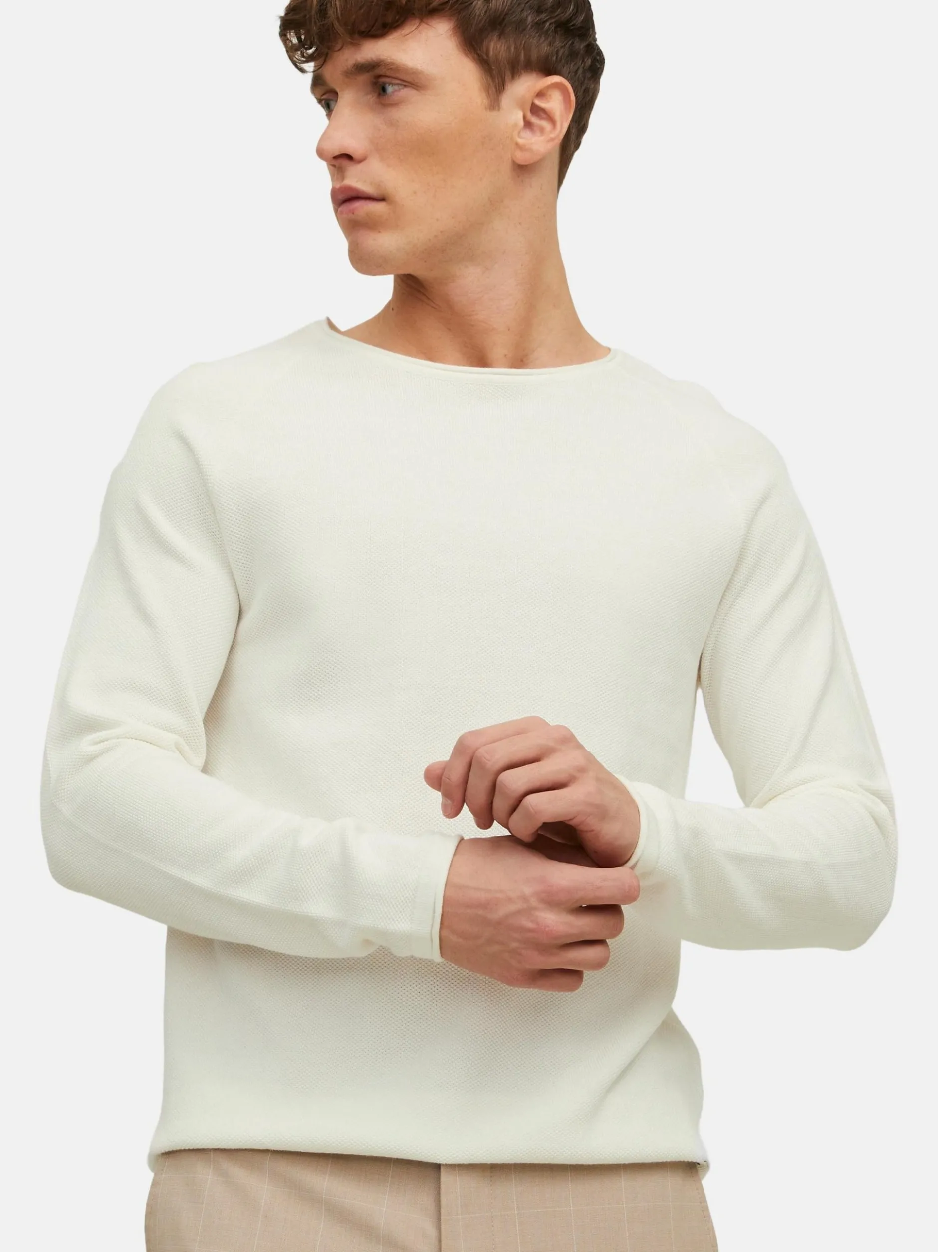 Jack & Jones Herren Pullover im 2er-Pack Hill in ecru
