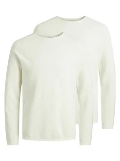 Jack & Jones Herren Pullover im 2er-Pack Hill in ecru