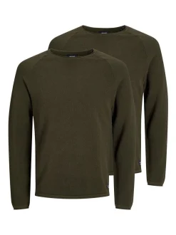 Jack & Jones Herren Pullover im 2er-Pack Hill in khaki