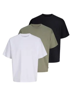Jack & Jones Herren T-Shirt - Barron Tee im 3er-Pack in mehrfarbig
