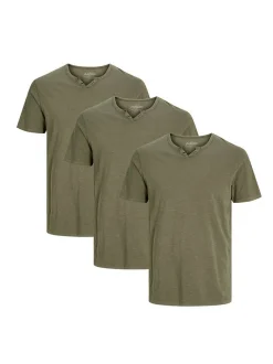 Jack & Jones Herren T-Shirt - 3er Pack Split in grün